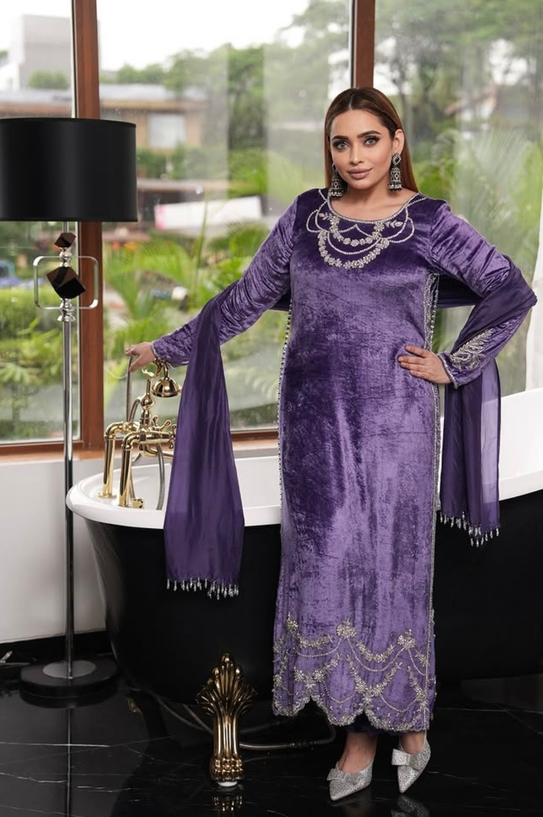 Royal purple Velvet Dress