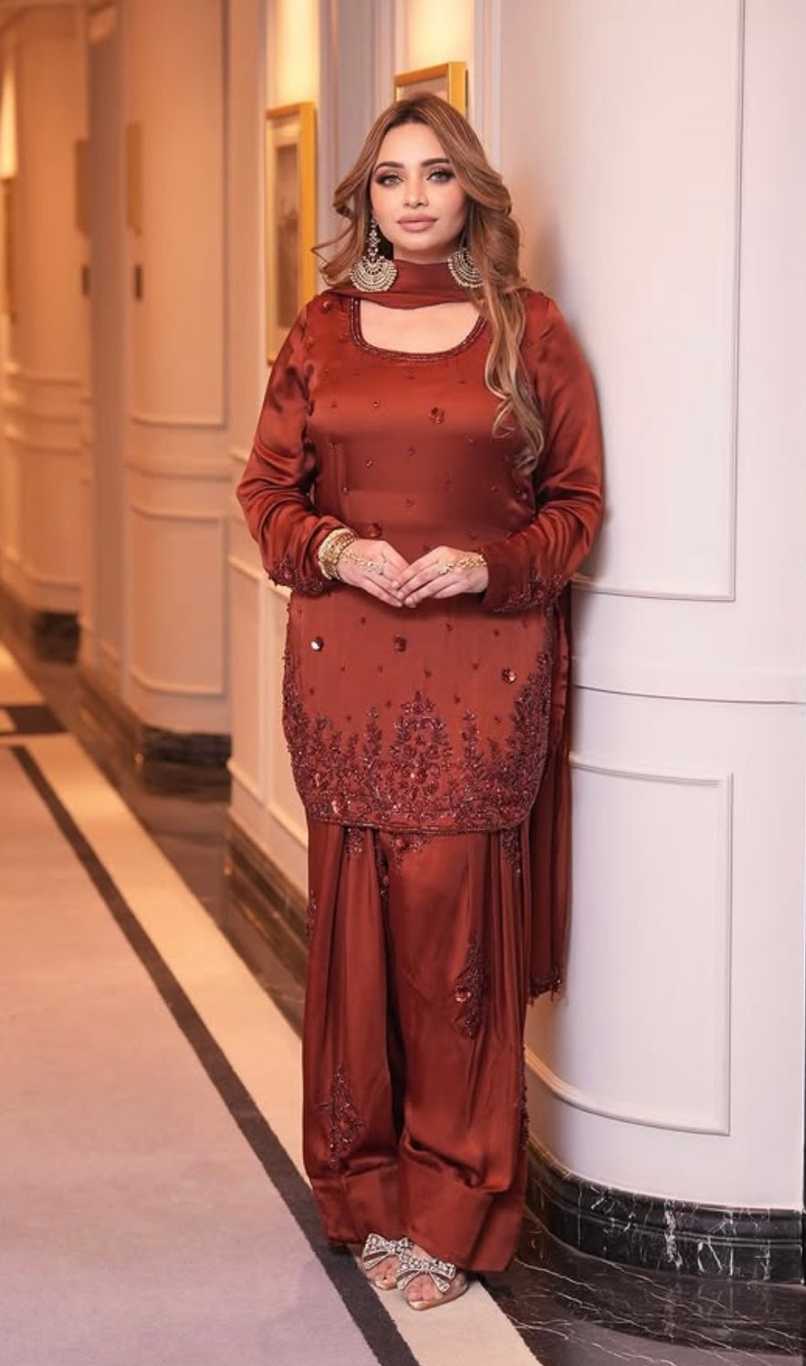 Rust Farshi Shalwar