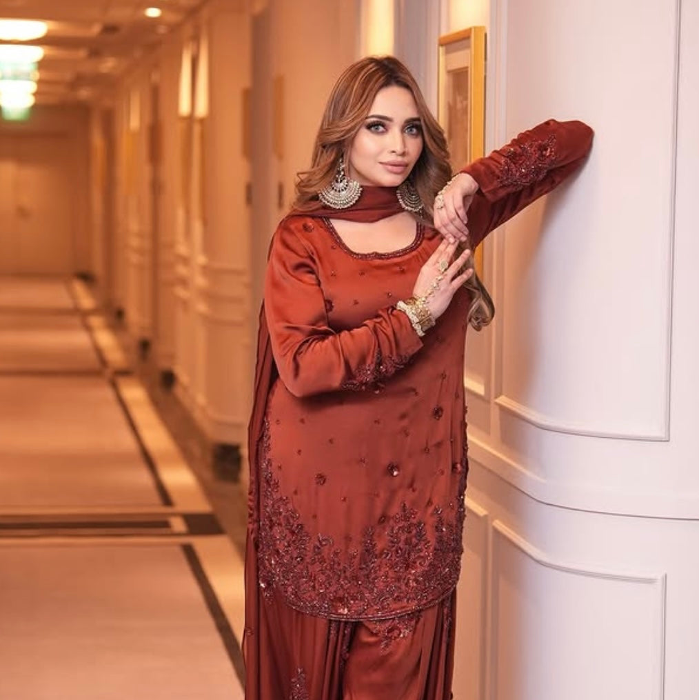Rust Farshi Shalwar