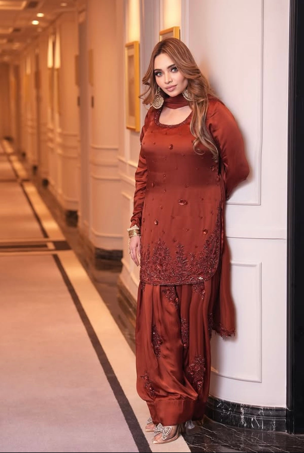 Rust Farshi Shalwar