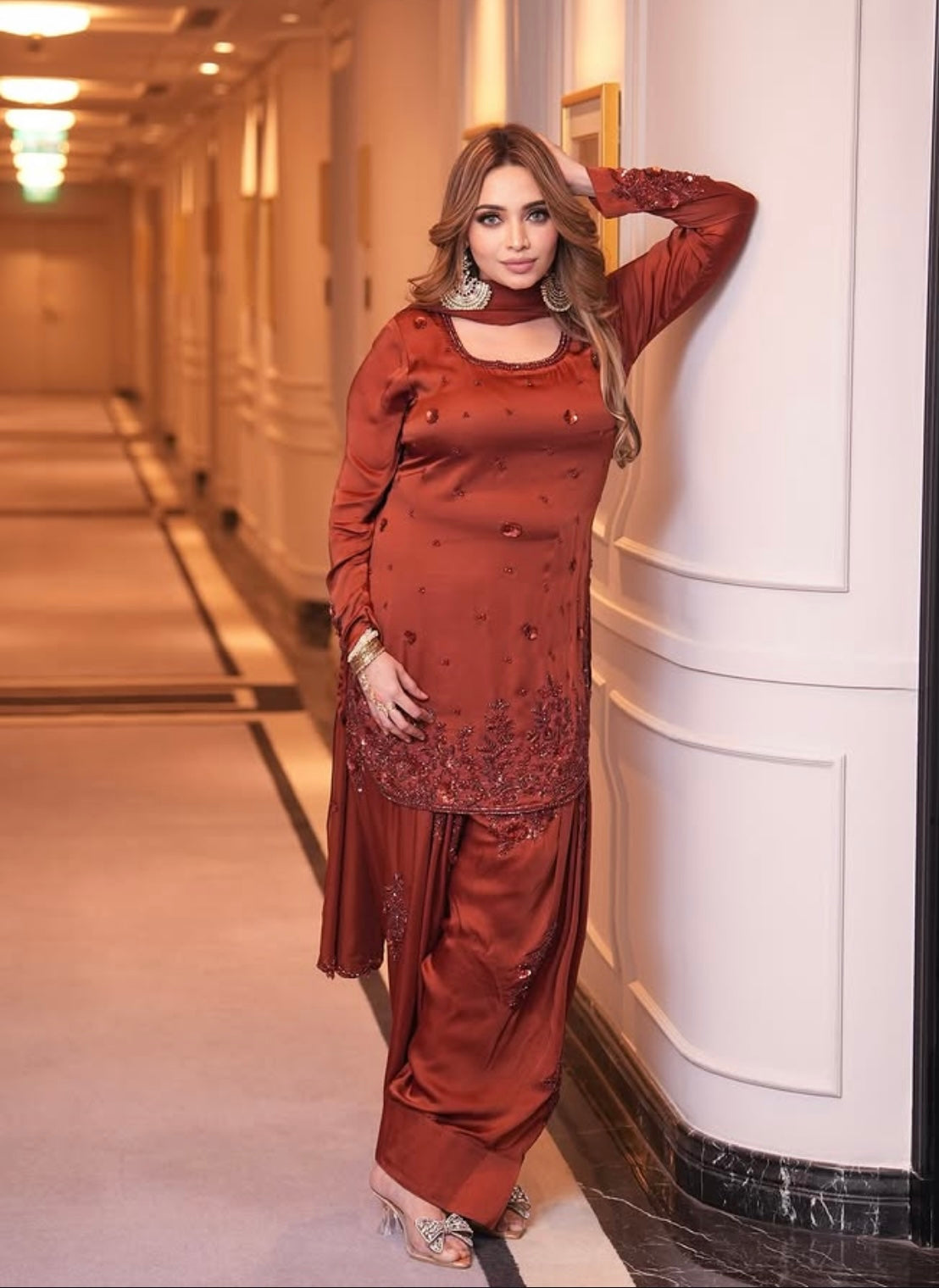 Rust Farshi Shalwar