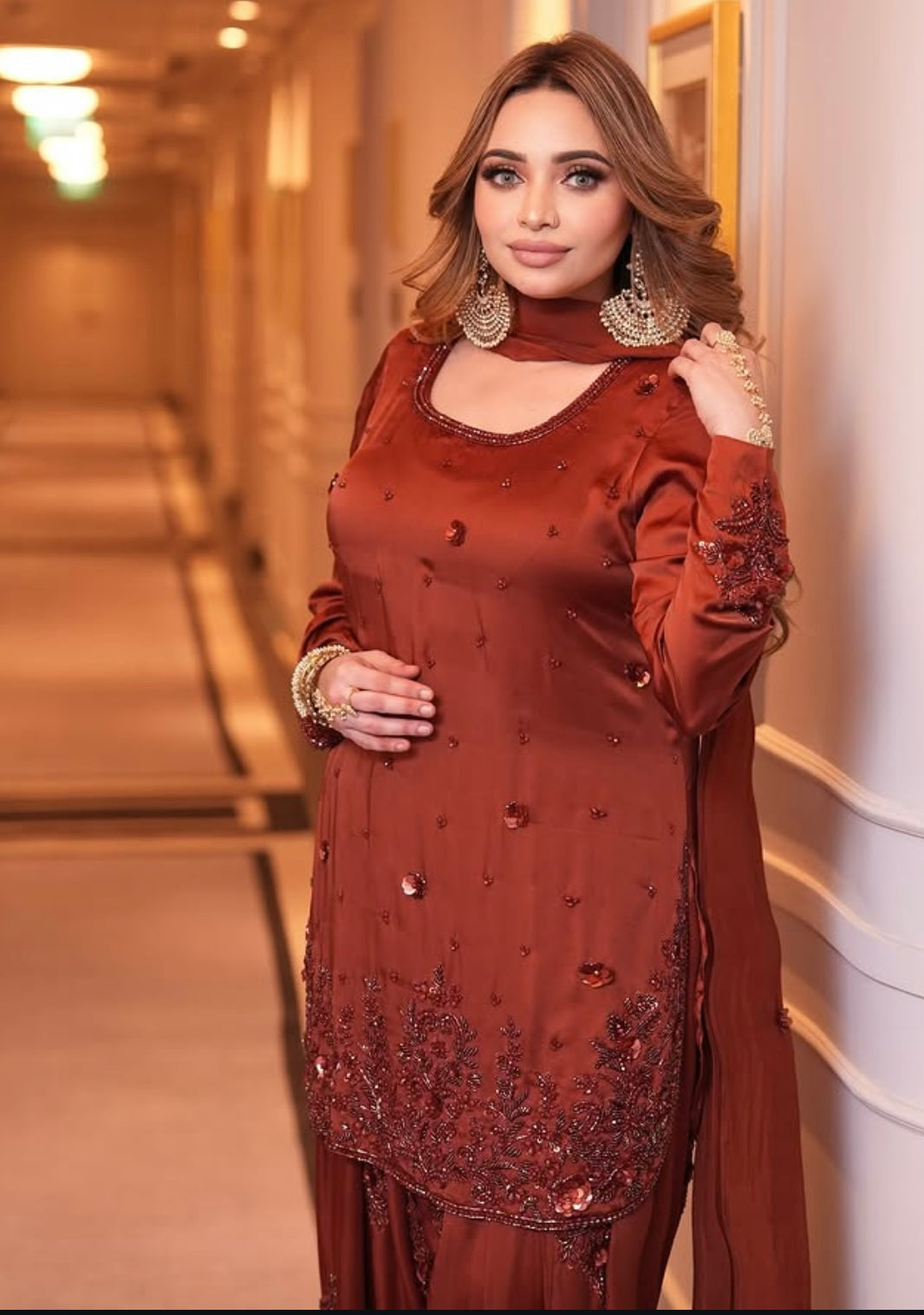 Rust Farshi Shalwar