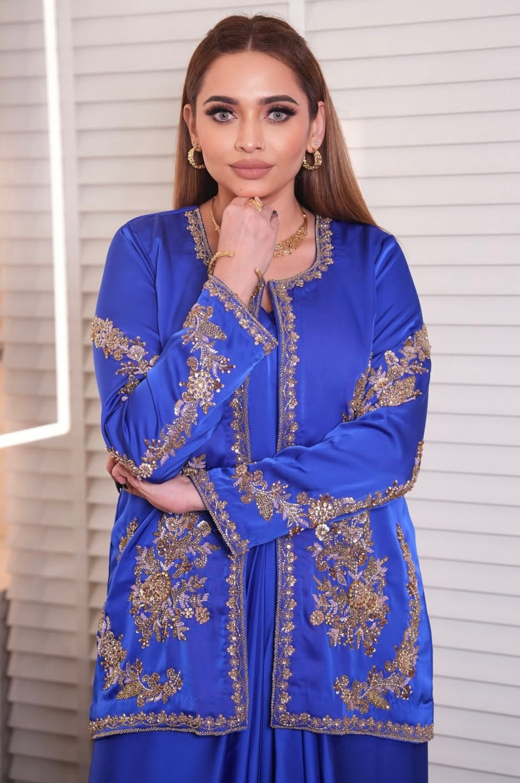 Royal Blue Jacket Gown