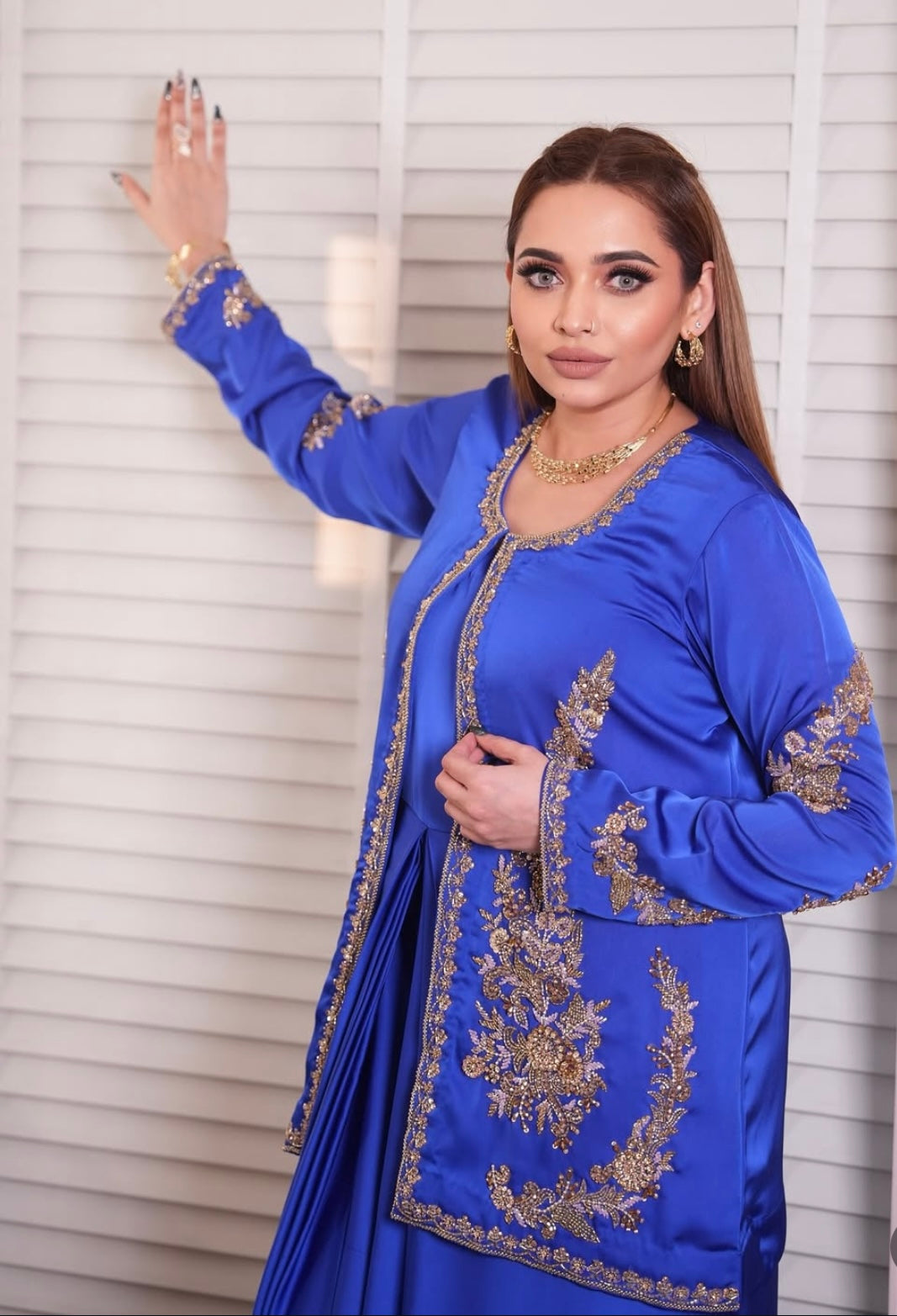 Royal Blue Jacket Gown