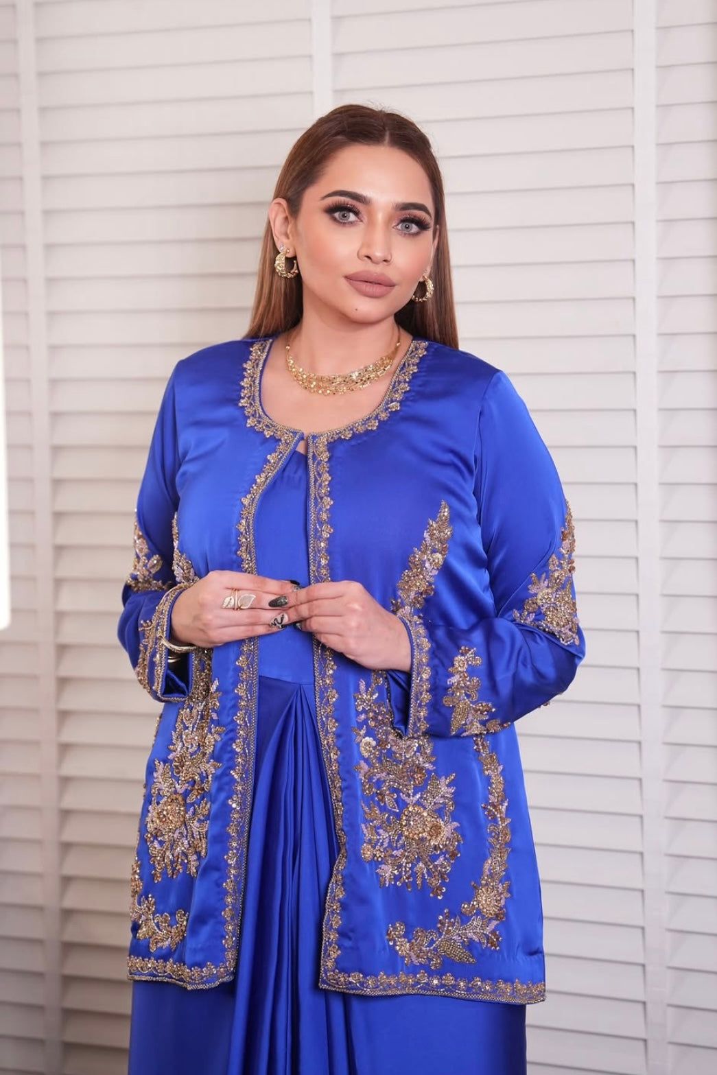 Royal Blue Jacket Gown
