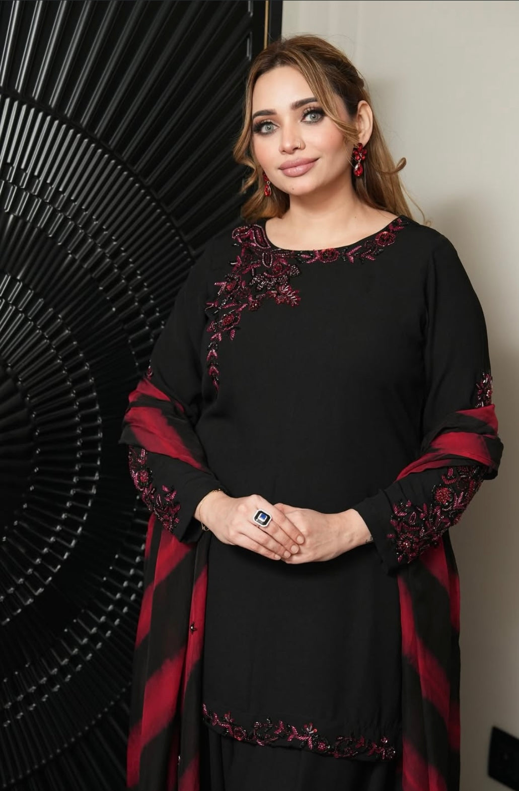 Black Dress with Red touch