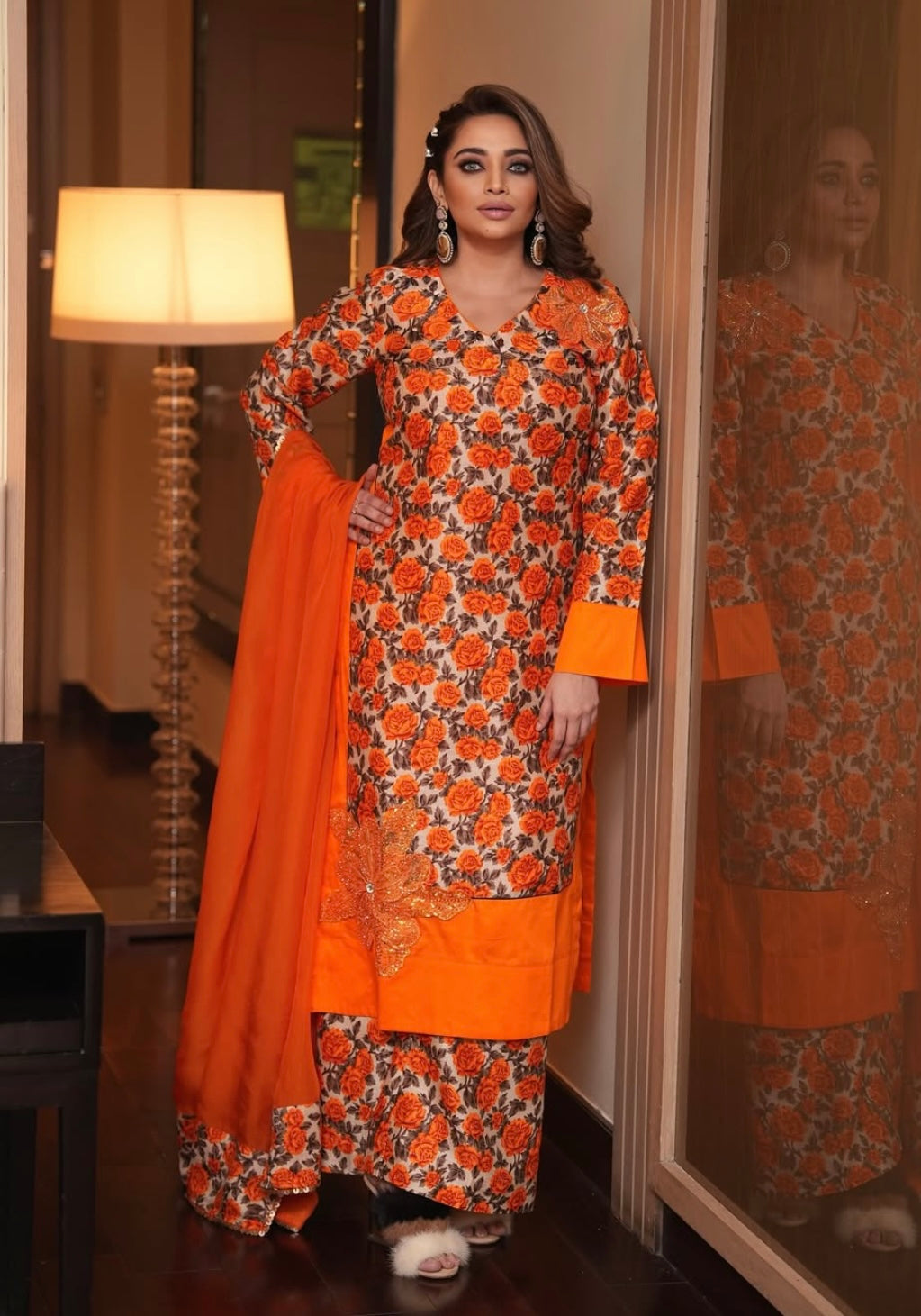 Floral Orange Dress