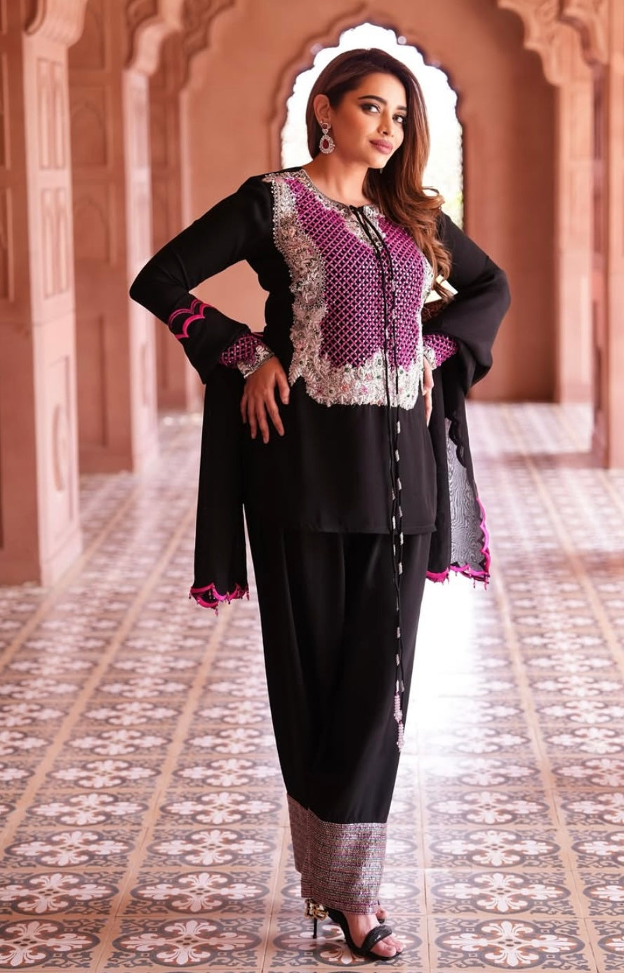 Black Heavy Dress With Farshi Shalwar