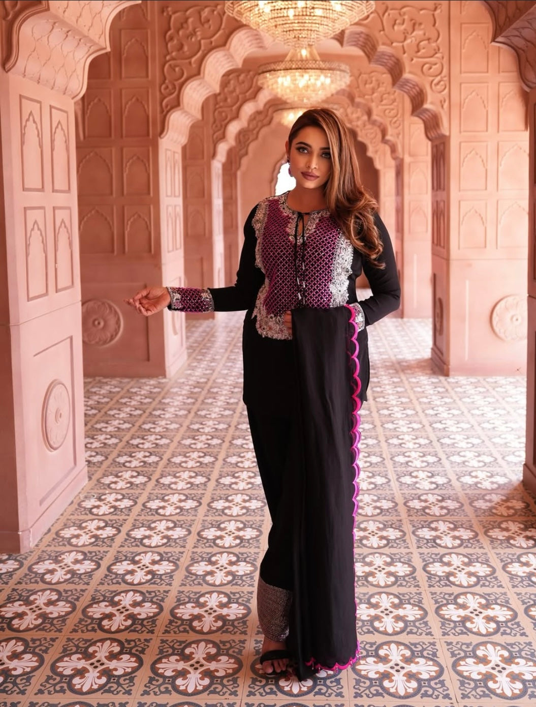 Black Heavy Dress With Farshi Shalwar
