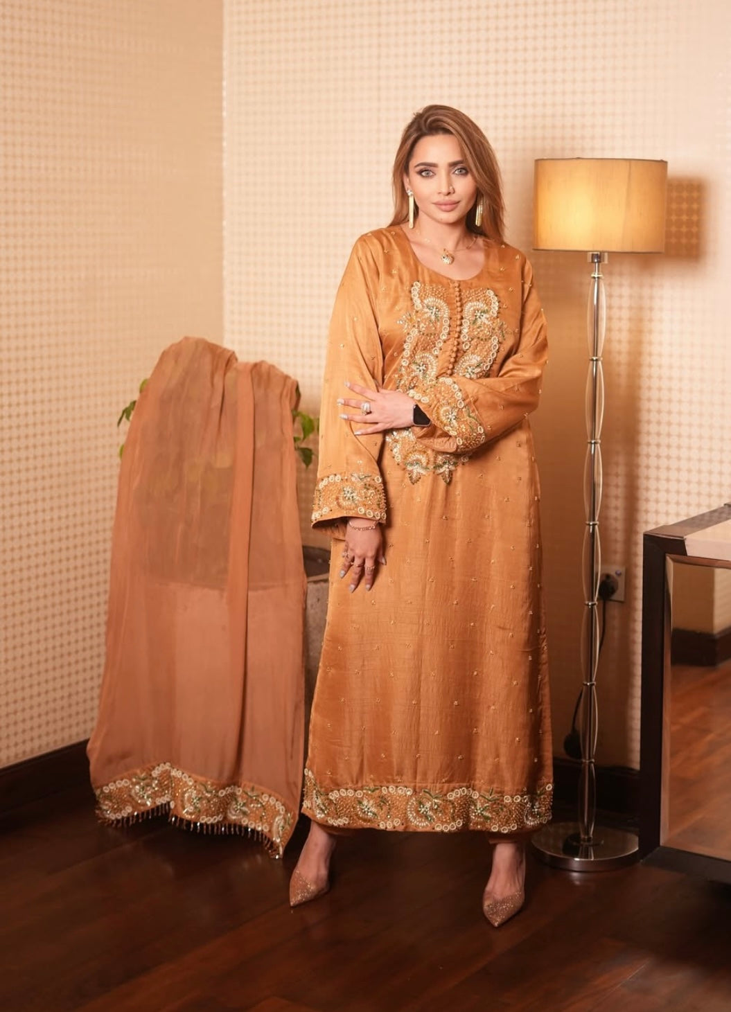 Suttle Orange long Kamiz Dress