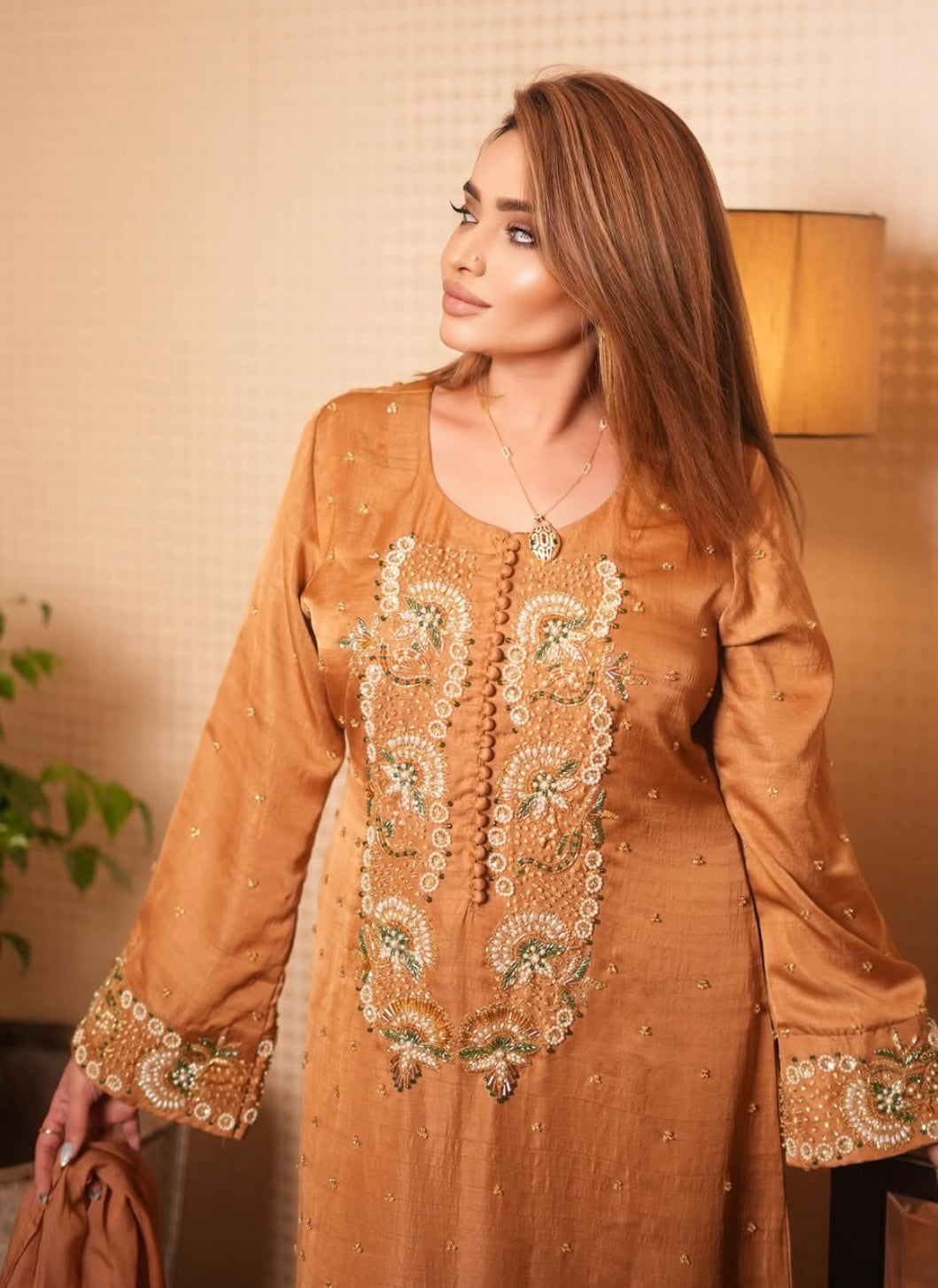 Suttle Orange long Kamiz Dress