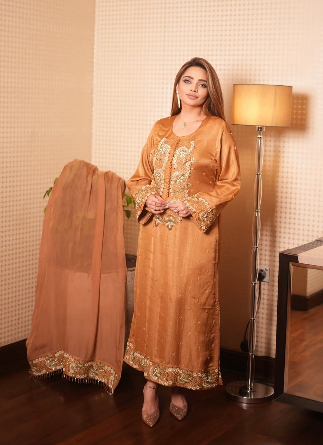 Suttle Orange long Kamiz Dress