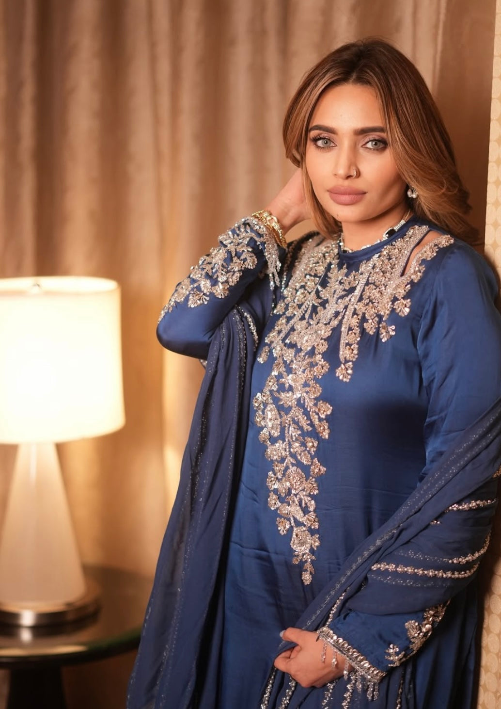 Beautiful Dress with silver work