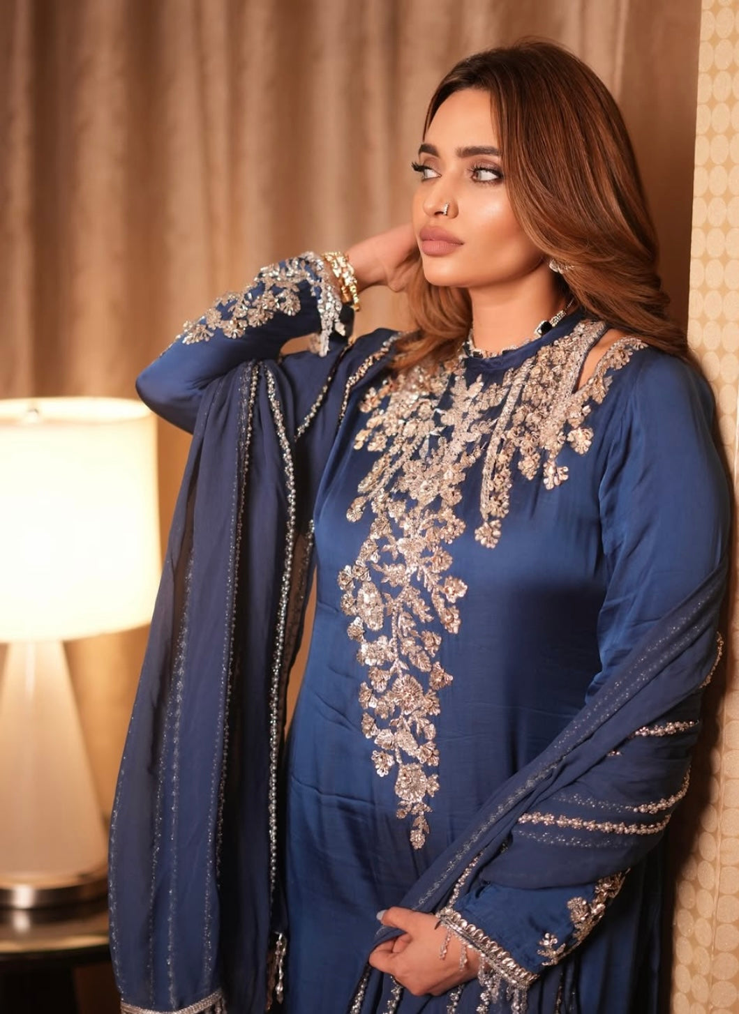 Beautiful Dress with silver work