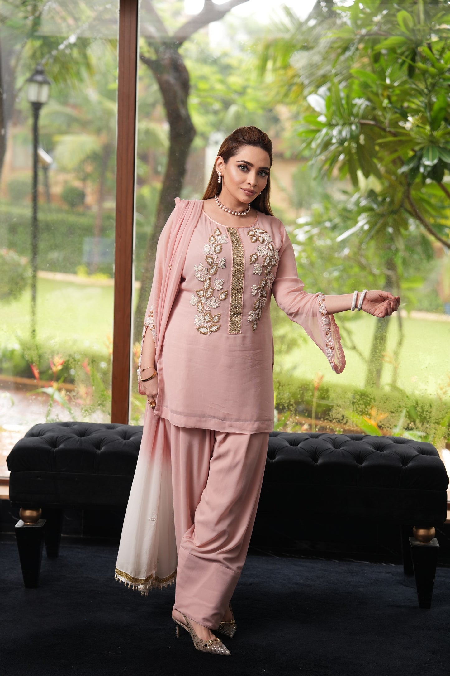 stunning peach pink Farshi shalwar