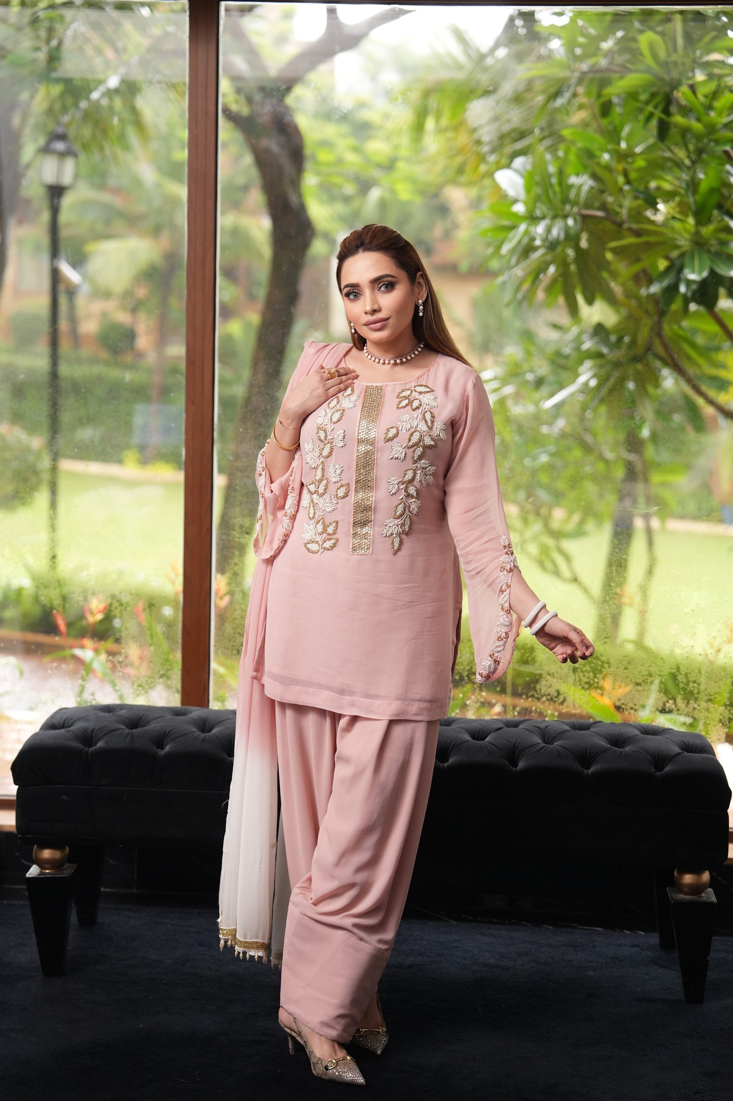 stunning peach pink Farshi shalwar