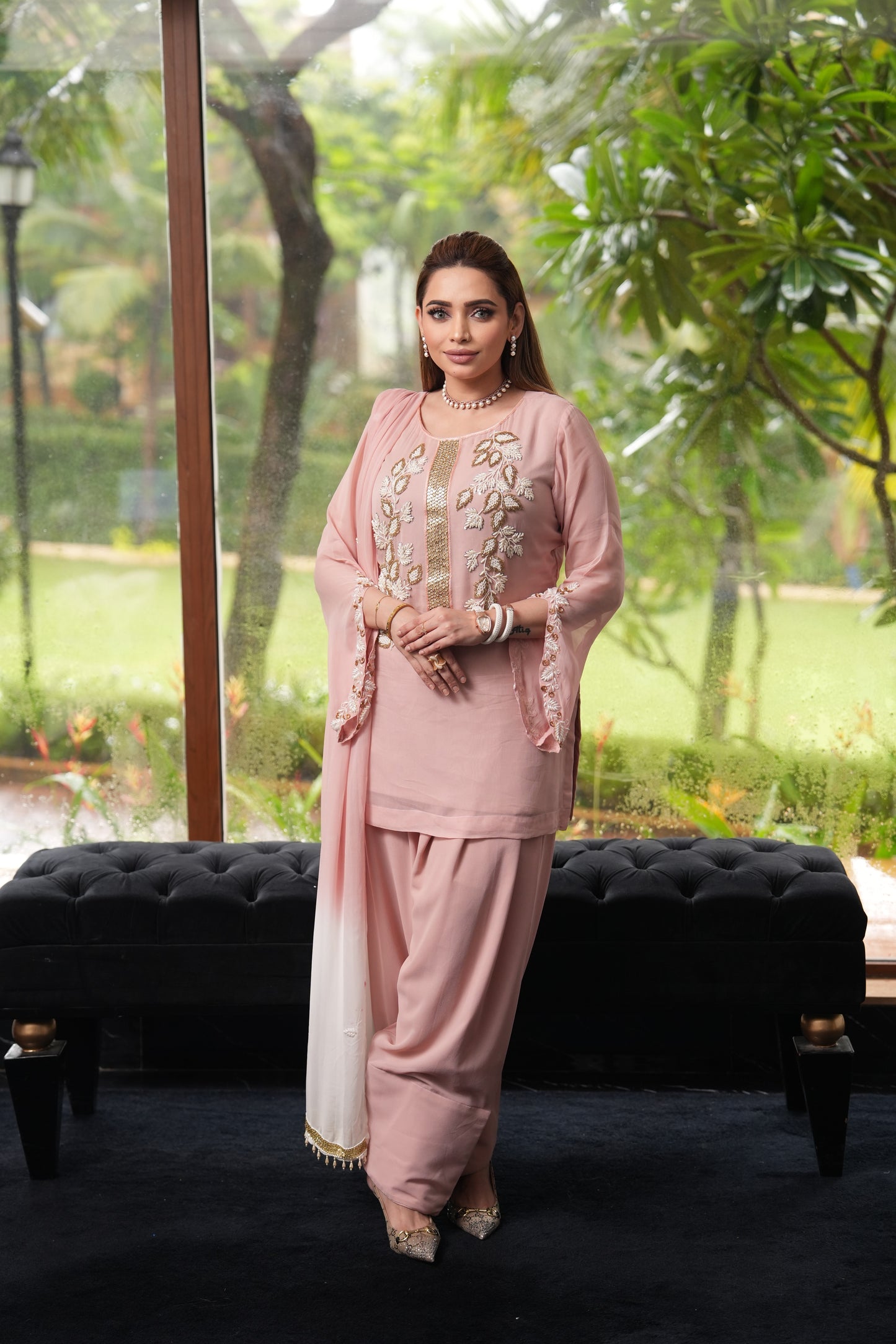 stunning peach pink Farshi shalwar