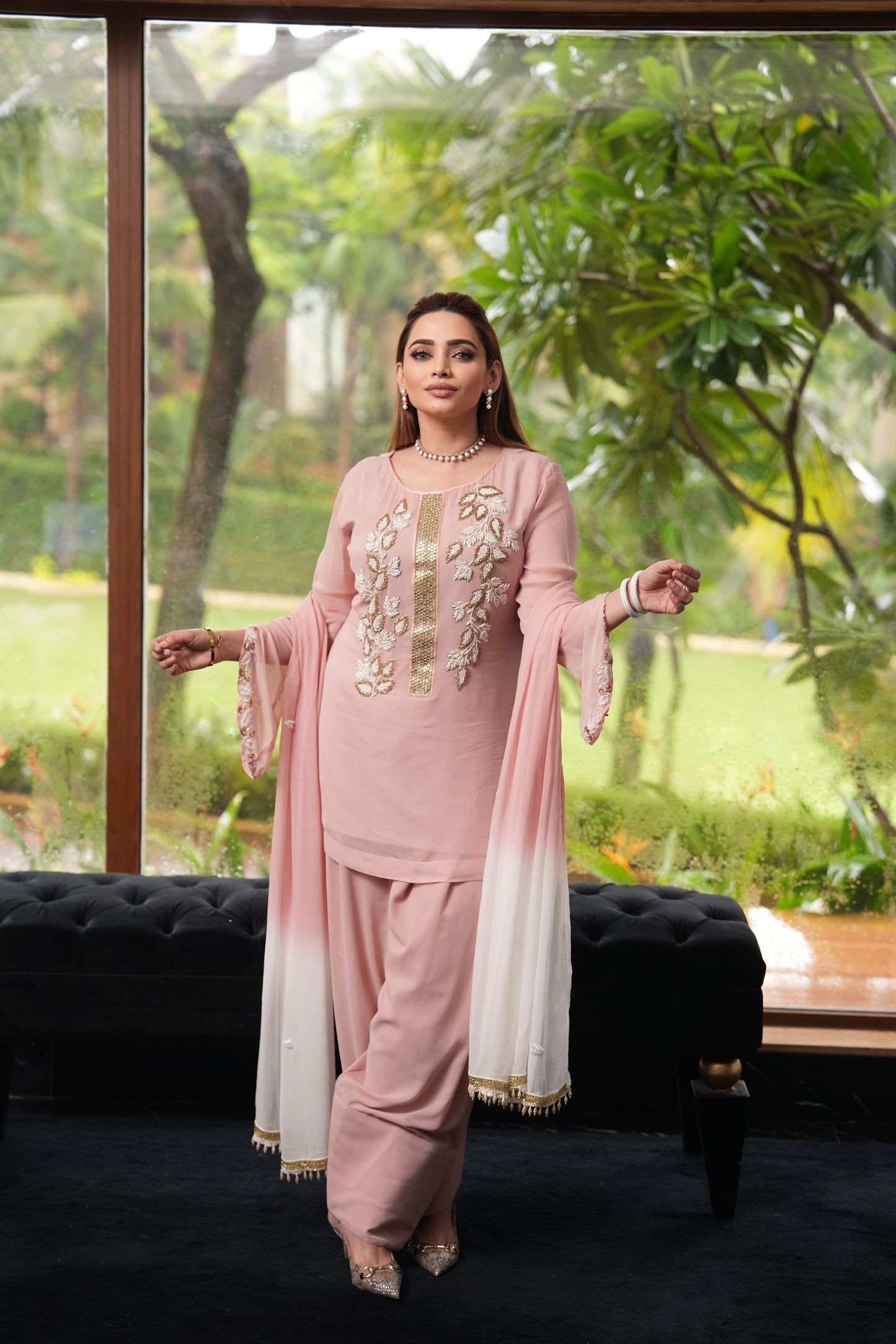 stunning peach pink Farshi shalwar