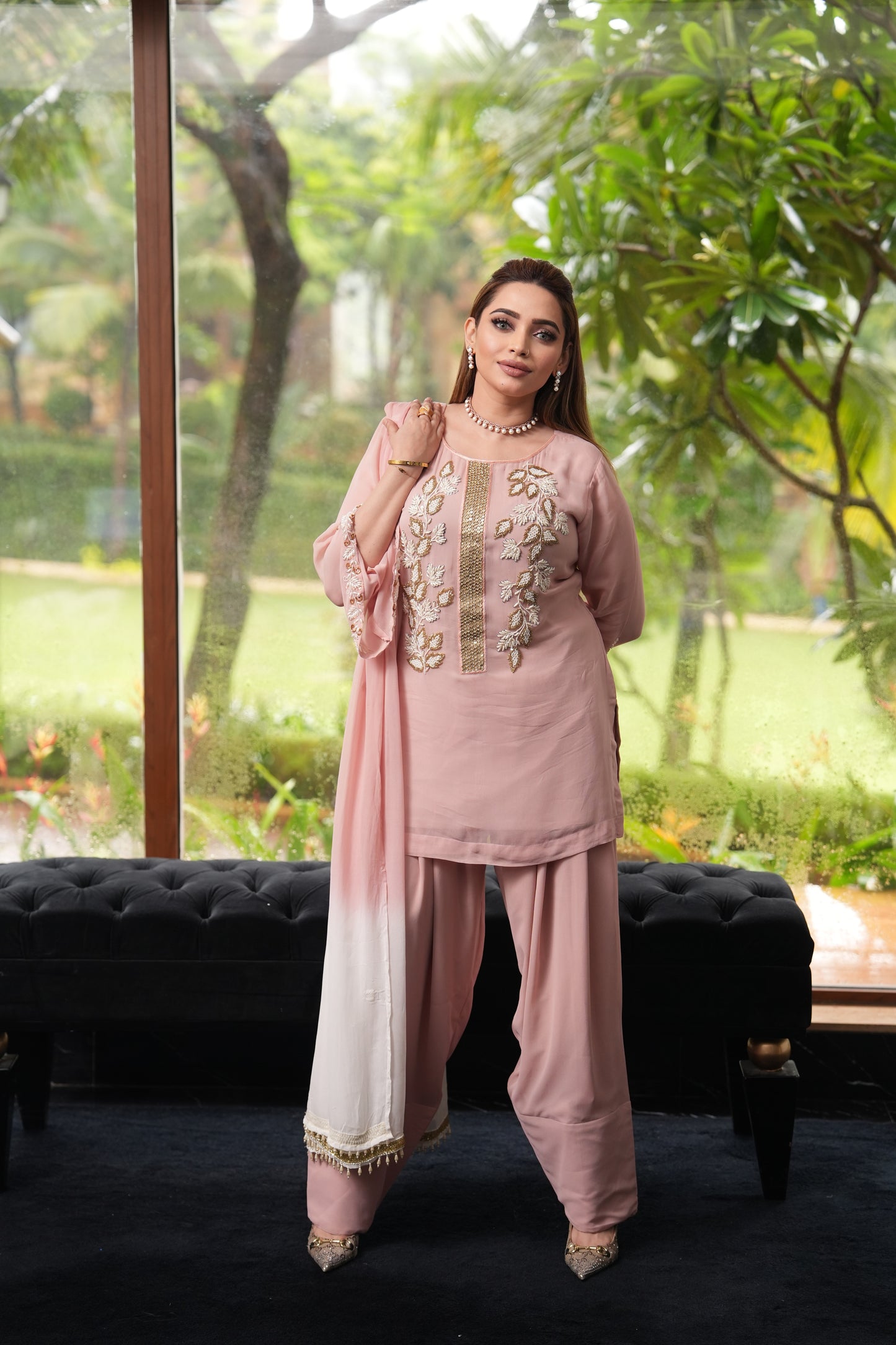 stunning peach pink Farshi shalwar