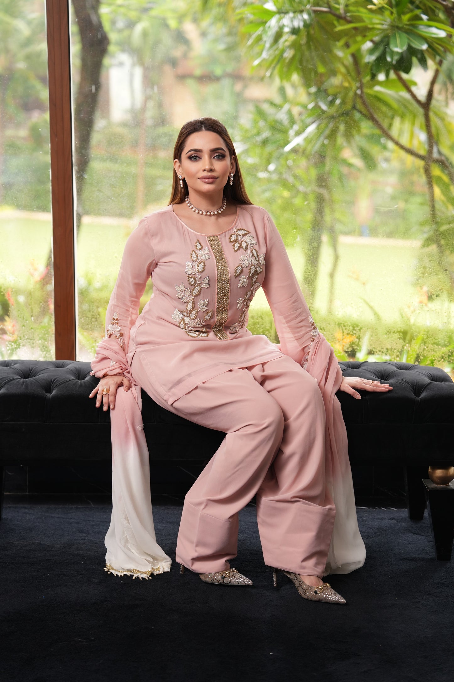 stunning peach pink Farshi shalwar