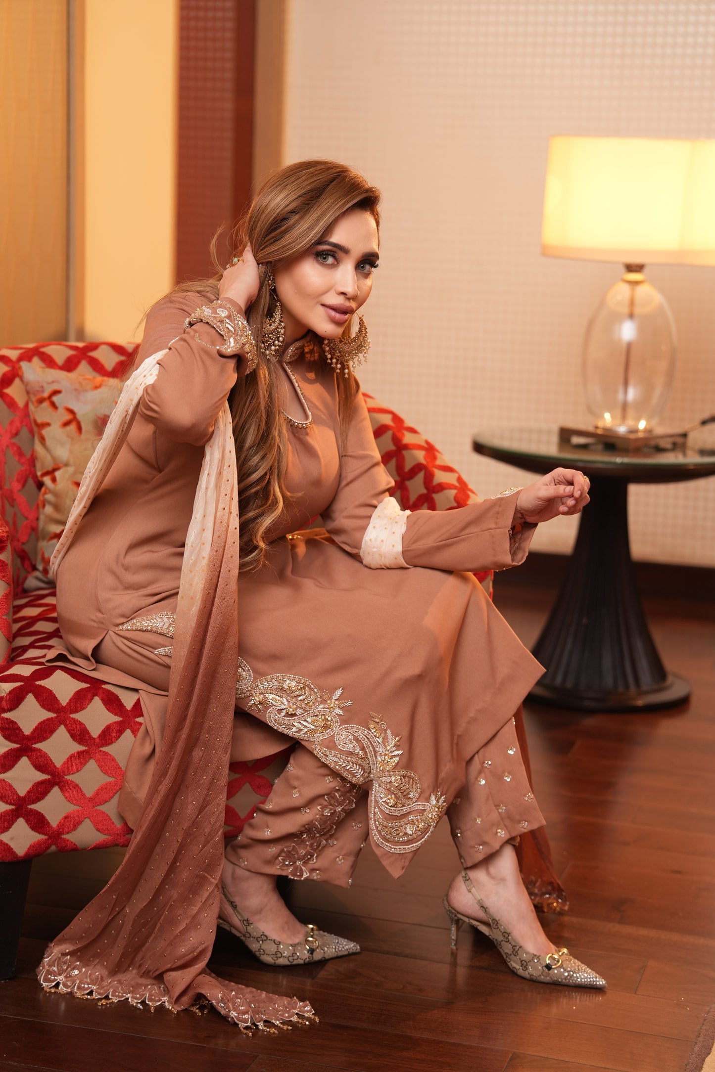 Perfectly crafted brown handwork dress
