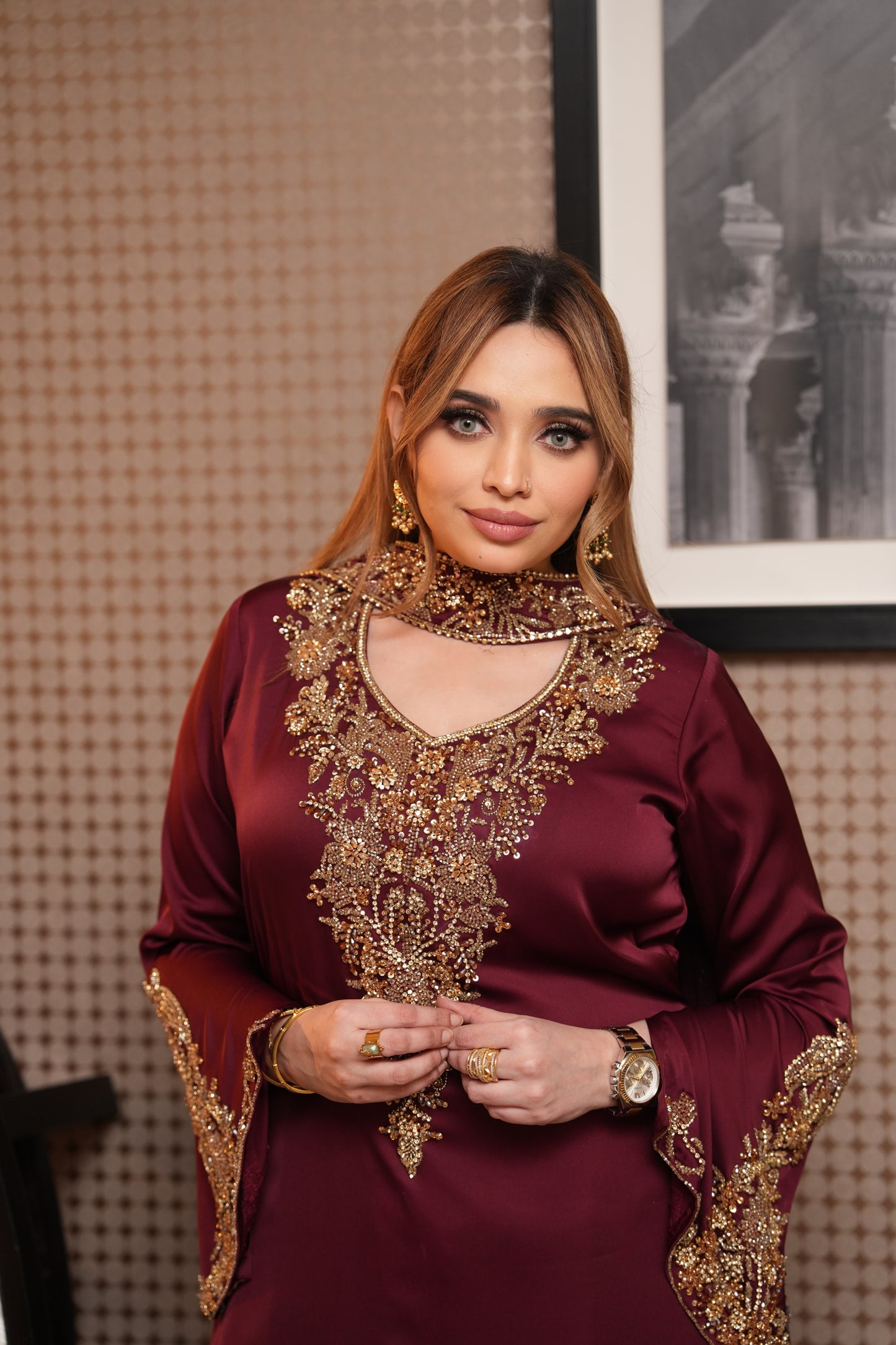 stunning rich maroon dress