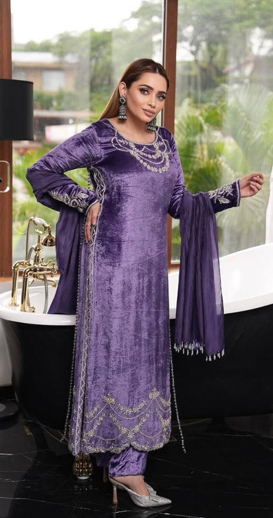 Royal purple Velvet Dress