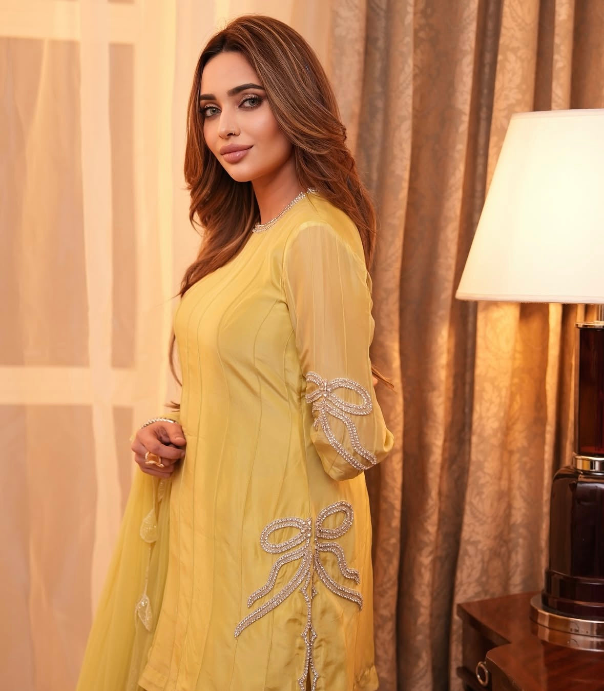 Bow tie yellow dress