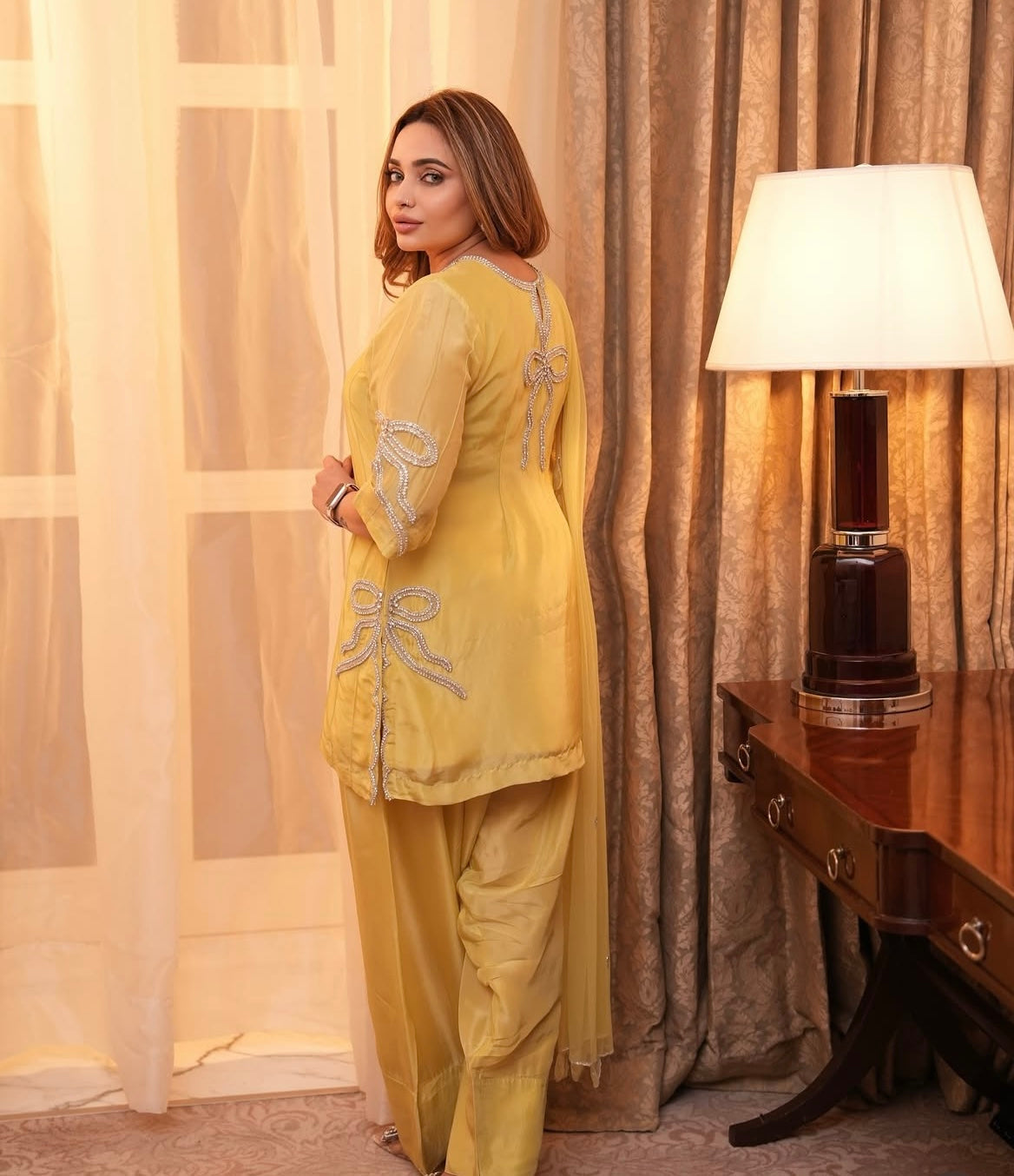 Bow tie yellow dress