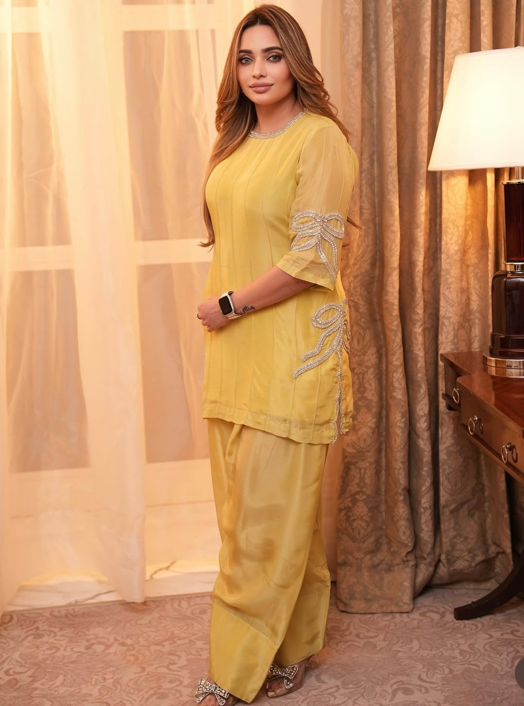 Bow tie yellow dress