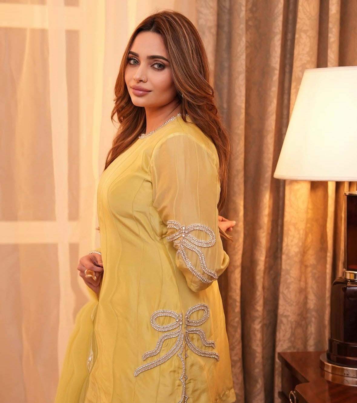 Bow tie yellow dress