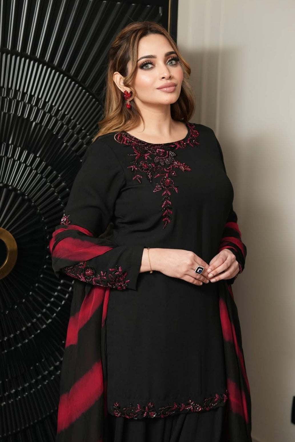 Black Dress with Red touch