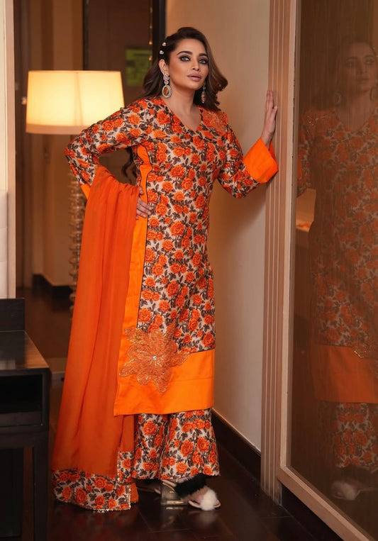 Floral Orange Dress