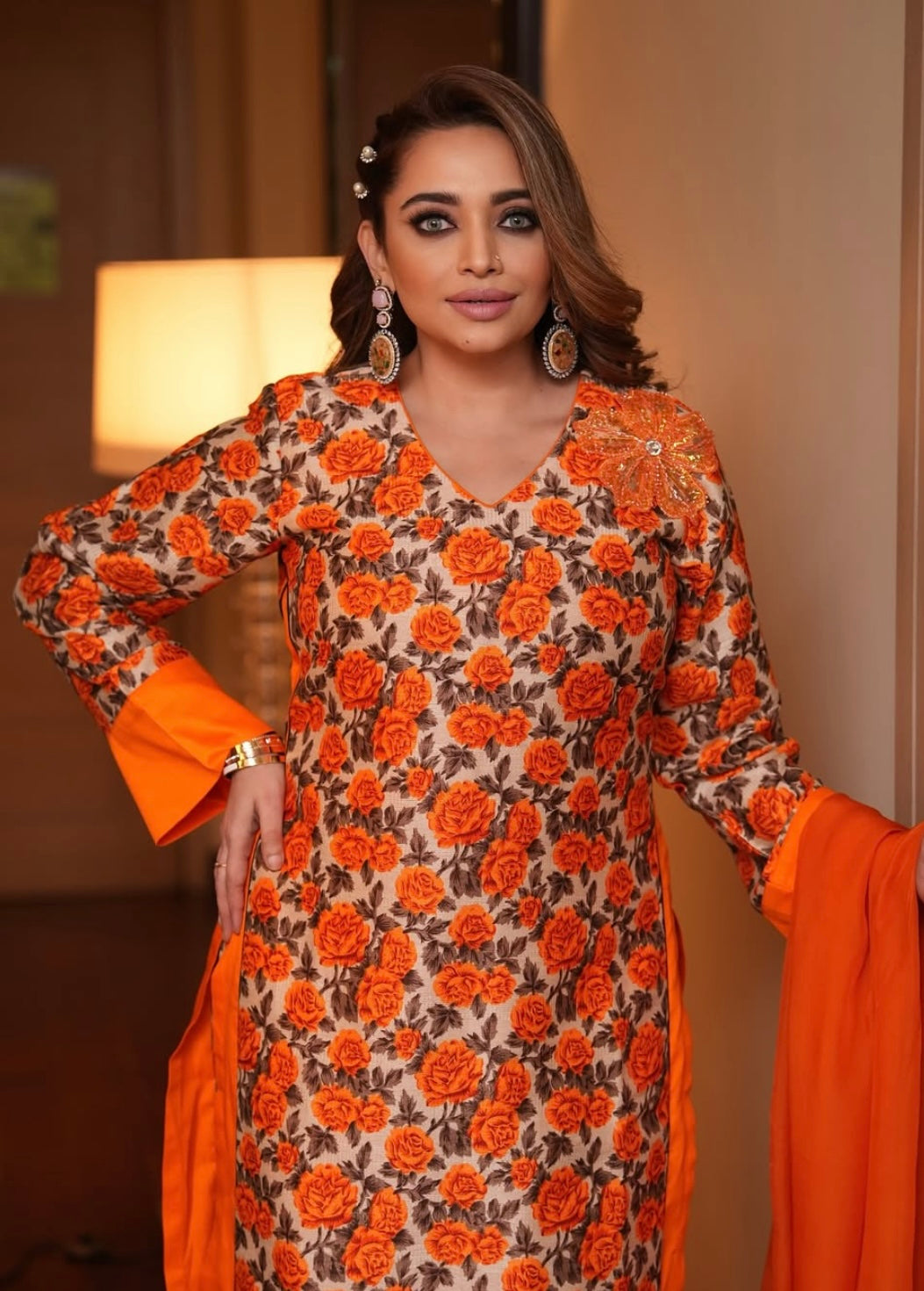 Floral Orange Dress