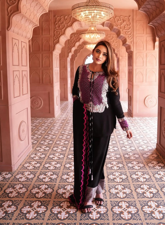 Black Heavy Dress With Farshi Shalwar