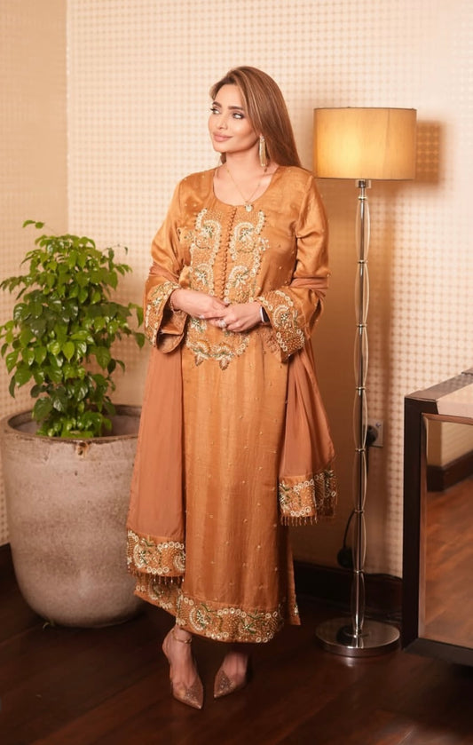 Suttle Orange long Kamiz Dress