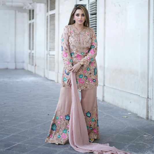 Exquisite Multicoloured Work with Flared Pants