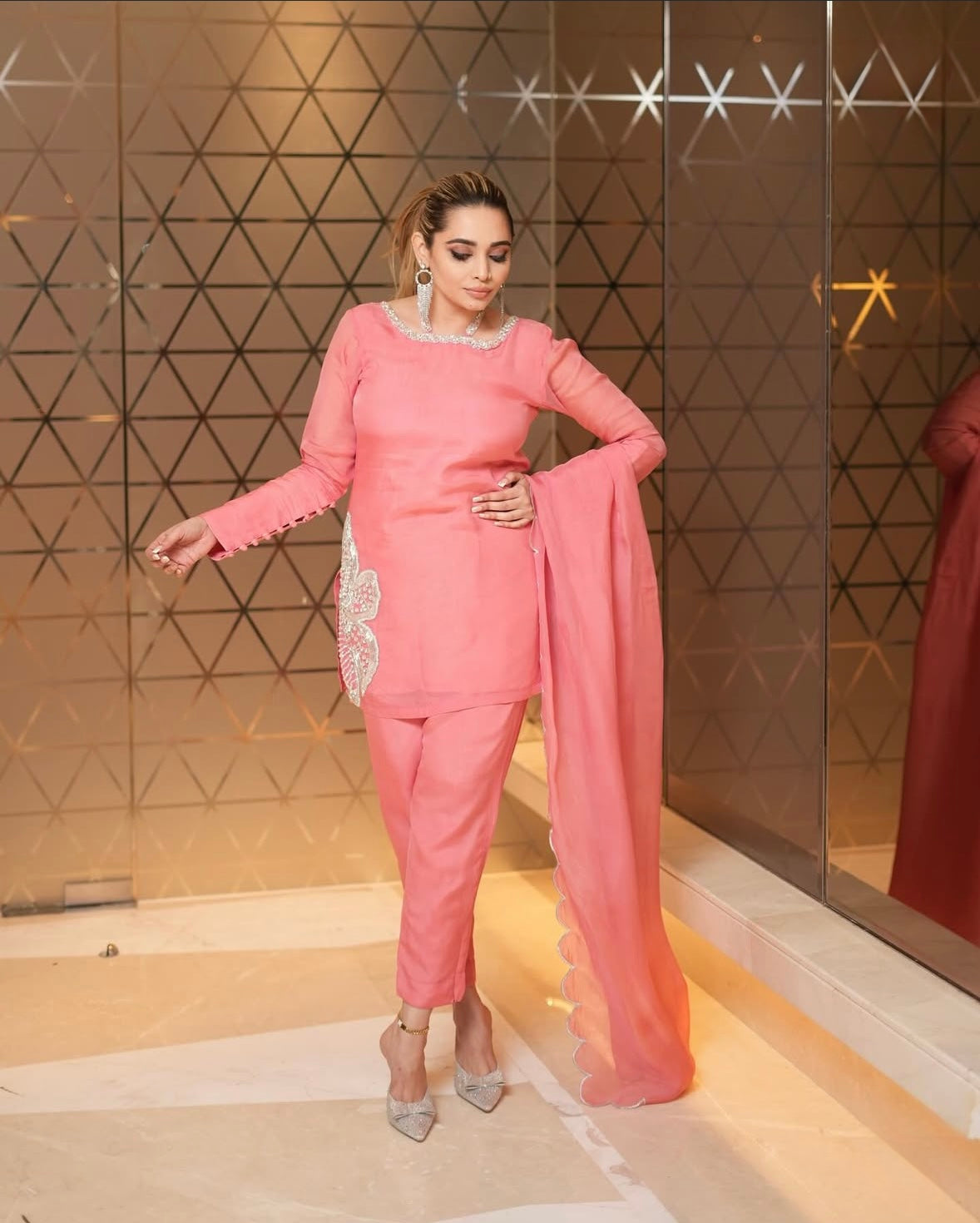charming pink butterfly dress
