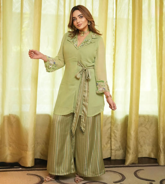Elegant tie cord set dress