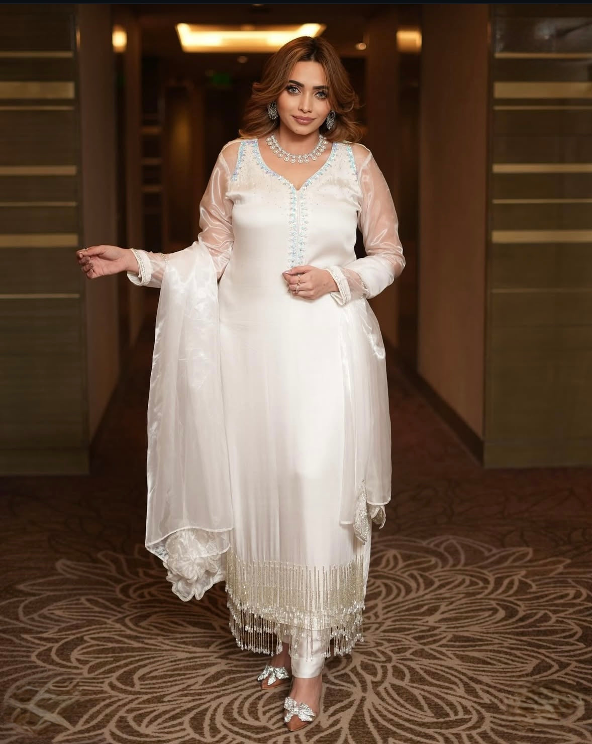 Chandani white long tassels dress