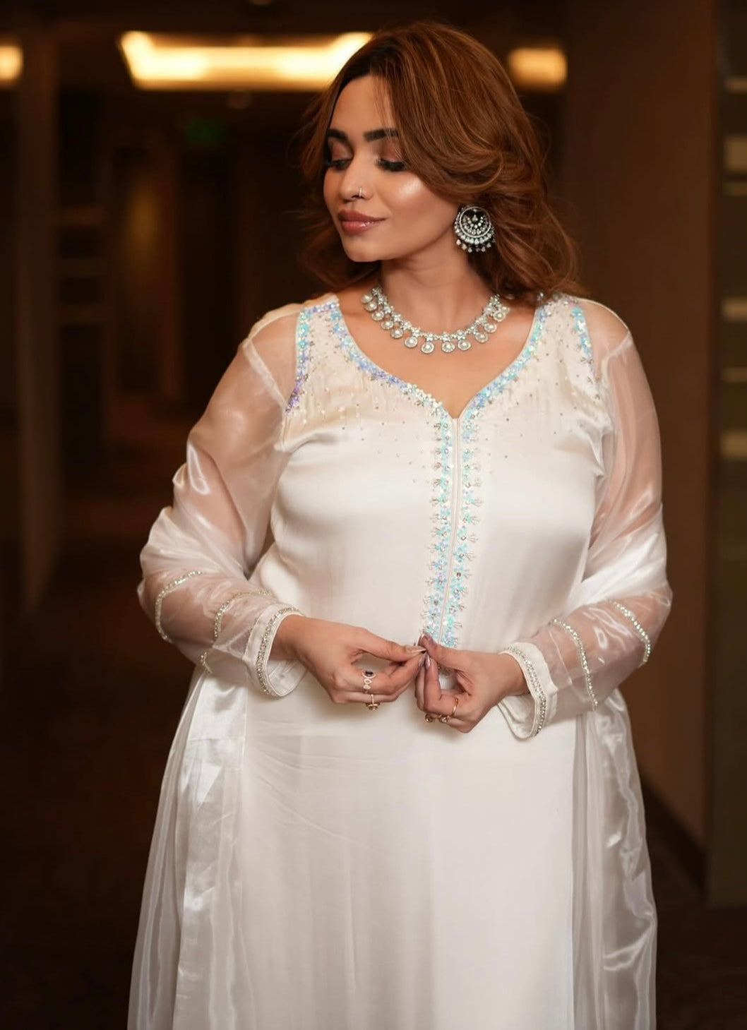 Chandani white long tassels dress