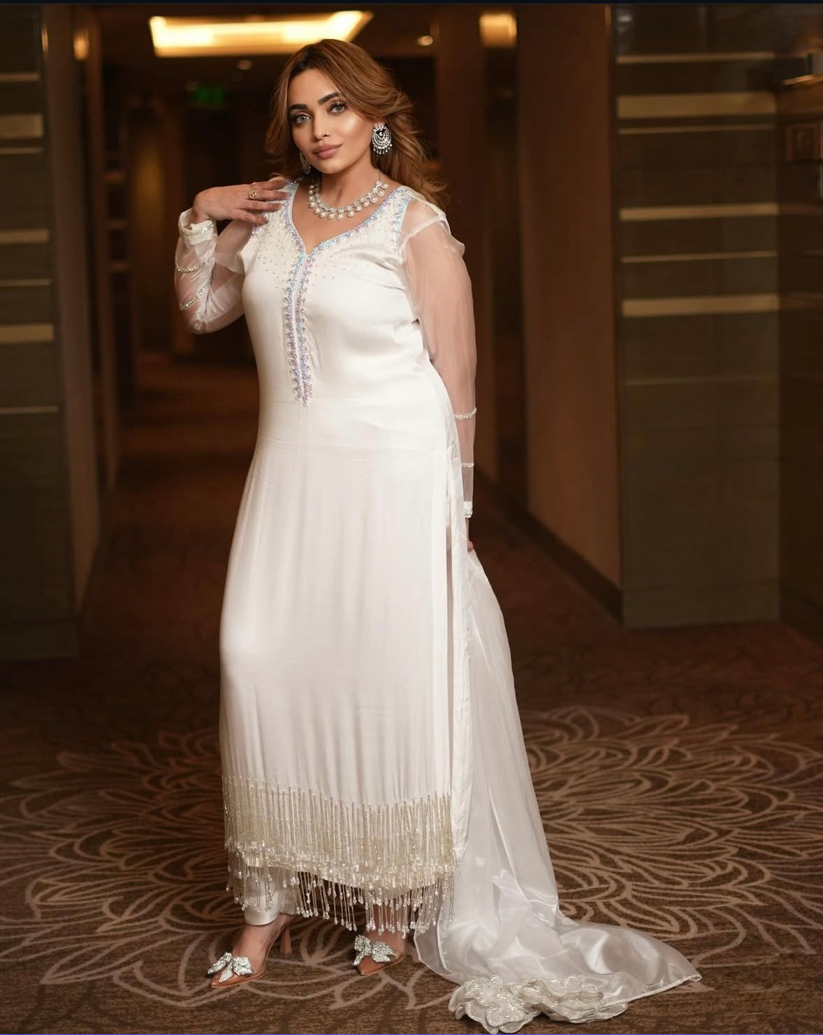 Chandani white long tassels dress