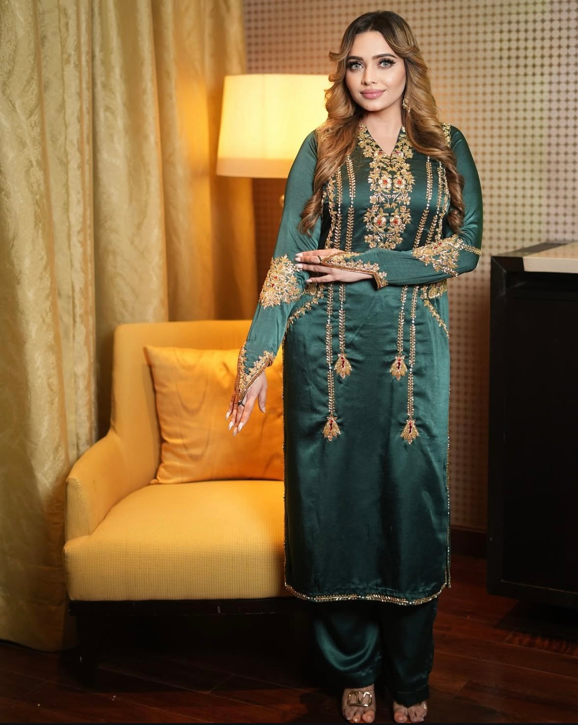 Forest Green Long Kamiz dress