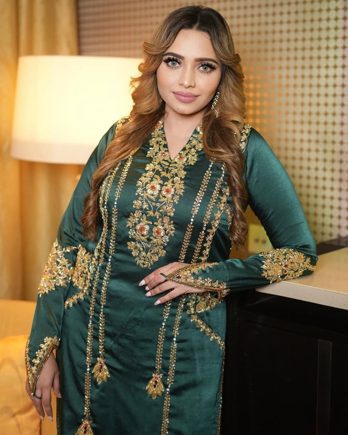 Forest Green Long Kamiz dress