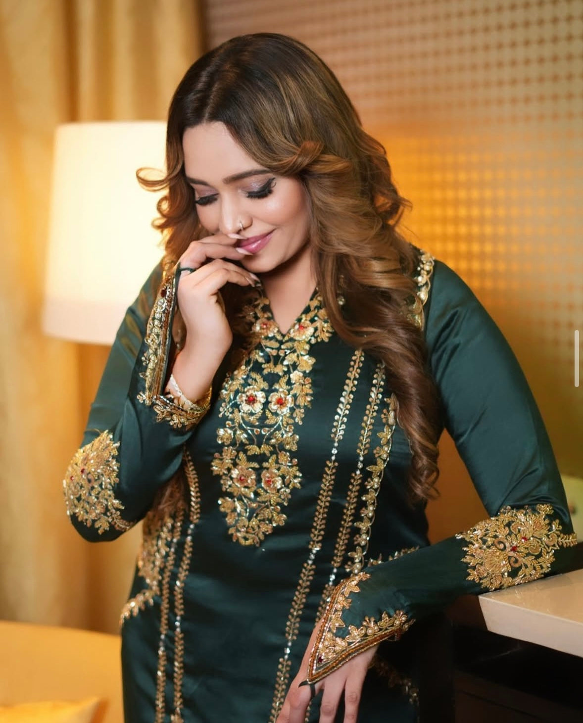 Forest Green Long Kamiz dress