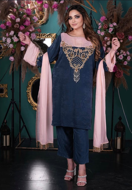 Elegant harmony of blue and pink
