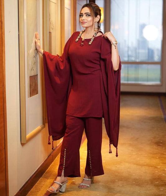 Elegant kaftan top paired seamlessly with matching pants