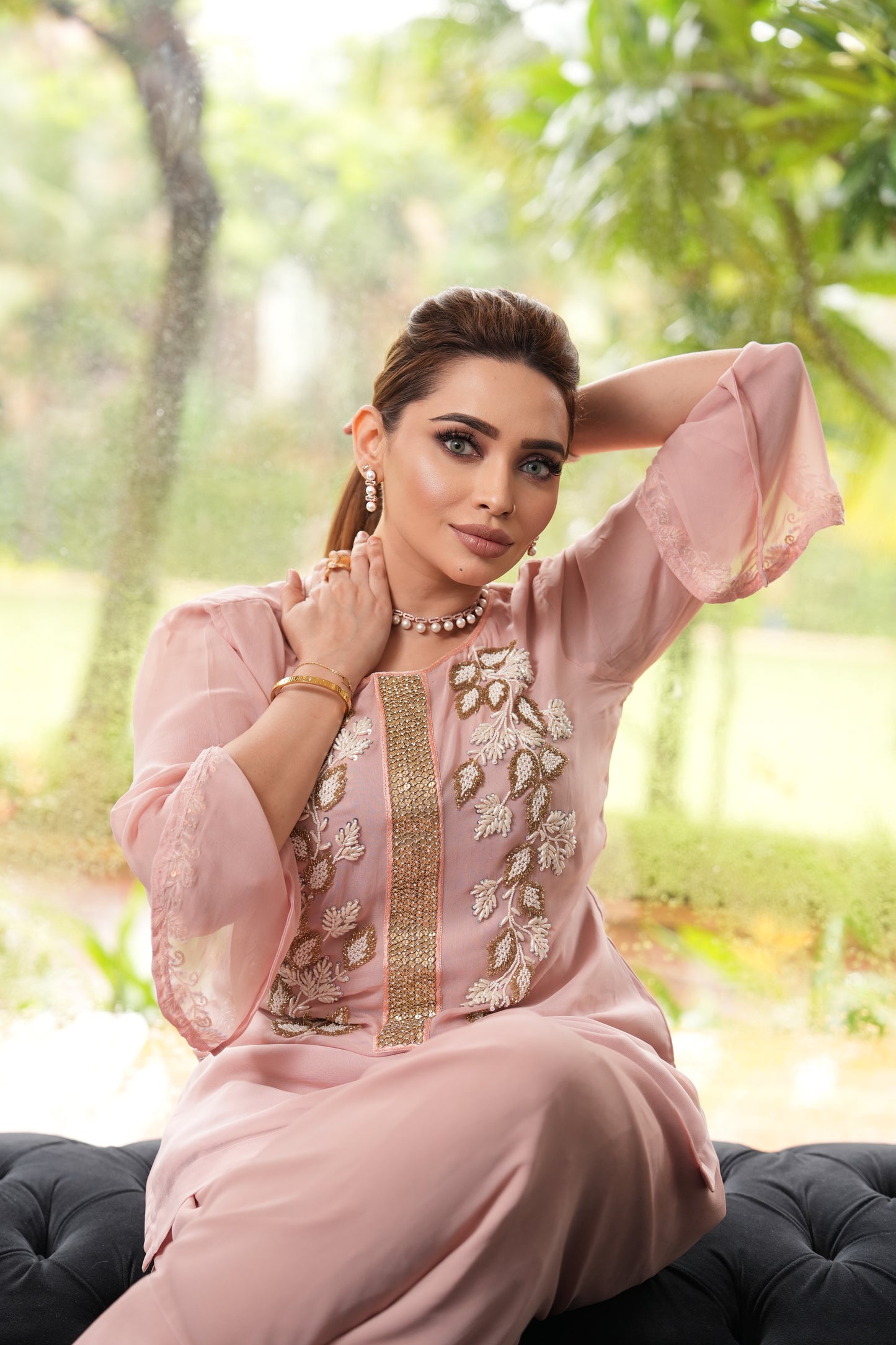 stunning peach pink Farshi shalwar