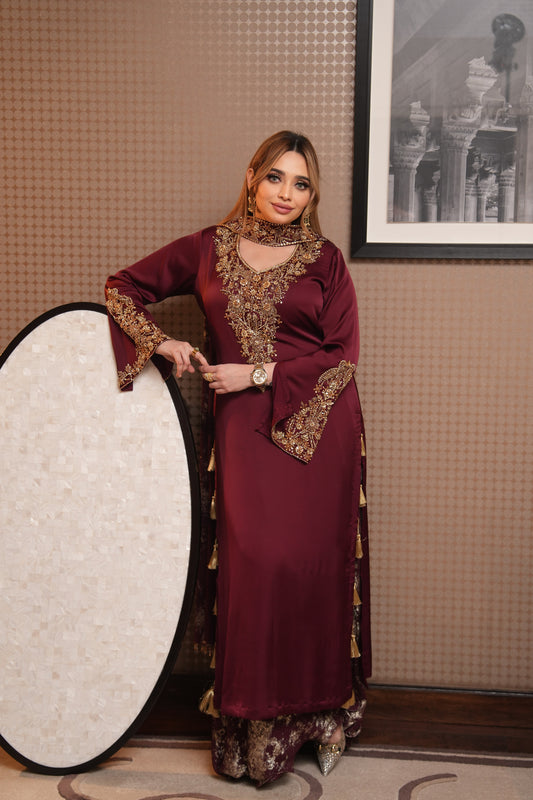 stunning rich maroon dress